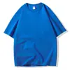 Camiseta de manga corta de 60 g para hombre y mujer, corte holgado, manga corta, camiseta de algodón peinado con hombros caídos para parejas
