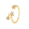 Anillo de Flor Gota de Agua Circonita para Mejor Amiga Anillo de Dedo Estrella Géminis de la Suerte Anillo Dulce Fresco de Flor de Cinco Pétalos