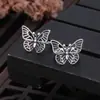 Brinco de clipe pequeno de borboleta com pino de prata S925 elegante retrô estilo Hong Kong brinco de argola brincos estilo borboleta brincos modernos estilo hip hop