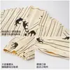 Cardigan Feminino de Algodão Puro com Manga Longa para Primavera e Outono 2026 Novo Conjunto Fofo de Algodão Puro para Casa com Listras de Desenho Animado