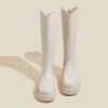 Botas Botas Femininas 2024 Novo Outono e Inverno Solado Grosso Forrado com Lã Meia-Panturrilha Botas Altas Botas de Cavaleiro Botins