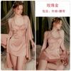 Guiruo Cor Sólida Cetim Sedoso V Profundo Push-up com Almofada no Peito Sling Camisola Roupas de Casa Femininas terno 2990