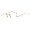 Montura de Gafas Ovalada Estilo K de Puro Deseo Sin Marco Metal Dorado Bordes Dorados Alta Inteligencia Anti-Luz Azul Se Puede Usar para Miopía Lentes Planos