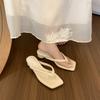 Chanclas plateadas de tacón grueso para mujer, verano 2025, nueva moda, estilo francés, sandalias pequeñas, chanclas