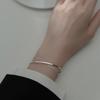 Nalan Plata s925 Verano Simple Pulsera de Cadena de Doble Capa Temperamento para Mujer Estilo Japonés y Coreano Pulsera de Línea S3565