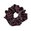 Goma para el pelo scrunchie de estilo coreano morada a cuadros de cuatro capas con un toque de alta gama para coletas y moños