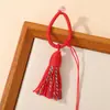 Fivela de Anel com Borla de Fio de Algodão Colorido Estilo Tibetano Chaveiro Artesanal DIY Ornamento Pingente de Borla para Pendurar em Gola Hanfu Leque Dobrável