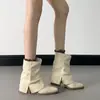 Botas de montar para mujer de suela gruesa, tacón grueso y punta fina, botas de tacón de bloque de media caña nuevas Otoño-Verano 2026, botines estilo cowboy western
