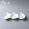 Prato de cerâmica com três compartimentos 6 polegadas doméstico hotel restaurante prato de molho com três compartimentos cerâmica de Chaozhou prato para molho para mergulhar flor assada com logotipo