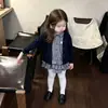 Jaqueta Infantil Ningli Roupas de Outono para Bebê Cardigã Doce Coração Vestido Infantil Moda Camisa Vestido Xadrez com Lapela
