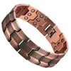 Pulsera Rayada de Imán de Cobre Rojo Antiguo de Venta Caliente Transfronteriza Europea y Americana Pulsera de Pareja Desmontable Magnética Completa de Tres Filas Retro