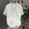 Nova marca de moda 2024 camiseta de manga curta camiseta com estampa de aço letra T camiseta masculina solta camiseta básica top masculino moda manga curta