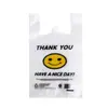 Bolsa transparente con cara sonriente, engrosada, tamaño grande, para frutas y compras de supermercado, bolsa de embalaje desechable, fácil de llevar, bolsa tipo chaleco