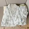 Directo de Fábrica/Buena Calidad Conjunto de Pijama Cardigan de Algodón Nube con Solapa para Mujer Primavera/Otoño Manga Larga Pantalón Largo Conjunto para el Hogar