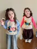 Suéter grosso para meninas para outono e inverno de 2025, novo suéter de tricô estiloso para crianças, roupa de inverno, blusa de desenho animado para bebês meninas