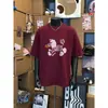 Camiseta Masculina Branca Pesada de Manga Curta Tendência Verão Nova Streetwear Americana Estampada Solta Algodão Manga Meia-Manga