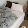 Conjunto de quatro peças liso de algodão puro estilo Ins, roupa de cama de algodão puro para quarto principal, conjunto simples de três peças para dormitório estudantil