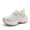 18691 Tênis Dad Shoes de Malha com Solado Grosso Feminino 2026 Novo Estilo Aumenta Altura Respirável Casual Esportivo para Pessoas Baixas