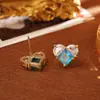 Brincos de Coração de Zircônia Azul Super Brilhantes Acessórios de Moda Feminina Frescos, Doces, Românticos, Fofos, de Alta Qualidade