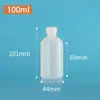 Botella líquida translúcida de boca pequeña con marcas claras, botella dispensadora de líquido, botella para muestras de reactivos, en stock