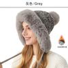 Chapéu de malha de inverno novo transfronteiriço feminino, gola de lã com cabeça grande, forrado de lã, chapéu de lã de neve, chapéu quente europeu e americano