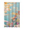 Cortina Floral Marinha Fresca e Esteticamente Agradável para Guarda-Roupa e Sapateira, Cortina à Prova de Poeira com Trilho Deslizante, Cortina de Pendurar para Esconder Bagunça