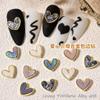 Decorações de Nail Art em Liga Metálica com Madrepérola em Formato de Coração, Strass de Fundo Plano, Decorações para Esmalte em Gel, Ornamentos de Unha Versáteis em Formato de Coração