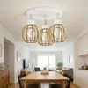 Lámpara de Techo Semi-empotrada de Tres Cabezales de Arte en Madera Nórdica, Luz Simple Moderna para Pasillo y Vestíbulo, Iluminación de Estilo Industrial de Madera para Dormitorio y Comedor