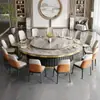 Mesa Eléctrica de Comedor de Hotel Mesa Redonda Grande Mesa Estilo Chino Nuevo Tablero de Roca Mesa Giratoria Rotatoria para 20 Personas Restaurante Club Habitación Privada