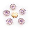 Taladro redondo de flor de ciruelo de 14 mm hebilla de taladro de tres capas cuentas de flor multicolor redondas DIY accesorios para el cabello color flor doble diamantes de imitación