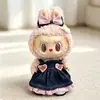 Muñeca de Felpa de Vinilo Labubu de 38 cm Ropa Verano Vibrante Primavera Juguetona Conjunto de Falda de Mezclilla a Cuadros