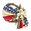 Guirlanda Dia da Independência Americana Atacado Transfronteiriço Nova Coroa de Flores Artificiais Pendurada na Porta Decoração de Festa ao Ar Livre no Pátio Pendurada