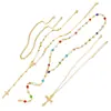 Colar com Pingente de Cruz de Diamante Nova Moda Criativa Transfronteiriço Corrente de Franja de Alta Qualidade para Mulheres Corrente de Clavícula Empilhada Atacado