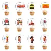 Bandeirola de Feliz Aniversário com Tema de Bombeiro, Bandeirinhas de Letras, Decorações para Pendurar, Toppers para Bolo, Enfeites de Colmeia
