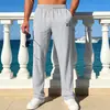 Pantalones Largos Casuales Rectos tipo Lino para Hombre de Verano Cintura Elástica con Cordón Transpirables Estilo Delgado Pantalones de Vacaciones para Hombre Productos de Venta Directa Transfronteriza