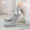Calcetines para Niña Cuidadosamente Seleccionados con Lazo, Calcetines de Media Pantorrilla para Primavera y Otoño, Lindos Calcetines de Algodón Color Sólido Clase A para Bebés Niñas