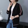 Cárdigan de punto para mujer, largo medio, nuevo suéter holgado con bolsillos gruesos y colores a juego, chaqueta de primavera y otoño de 2023.
