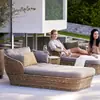 Sofá de Rattan para Lazer ao Ar Livre Pátio Jardim Impermeável Proteção Solar Sol Varanda Externa Conjunto de Sofá de Vime Mesa de Centro