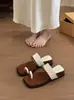 Pantuflas de Mujer Coreanas de Nicho 2026 Nuevo Verano para Exteriores Estilo Francés Simples Chanclas de Playa con Suela Gruesa