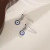 Pendientes de Zirconia Ojo Turco Azul Pendientes Ojo del Diablo Pendientes Redondos Geométricos con Perlas Diamante Azul Estilo Nicho