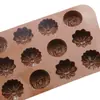 15 moldes de silicona para chocolate de flores pequeñas tridimensionales, moldes para pastel, herramientas para hornear, película de hielo