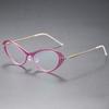 Armazón de titanio puro para gafas de miopía, armazón ojo de gato pequeño estilo occidental para mujer, gafas de miopía sencillas sin tornillos 6550