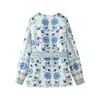 Moda Transfronteriza Europea y Americana 2024 Chaqueta Cálida de Botón Sencillo para Mujer Chaqueta Acolchada de Algodón con Estampado y Cordones en la Cintura