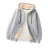 Jaqueta com capuz e zíper de lã de cordeiro de cor sólida, tendência jovem estilo coreano para o inverno, para homens