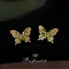 A Coisa Real Pessoalmente é Incrível!~ Inlay Total de Zircônia, Estilo Floresta Doce Verão Venda Quente Brincos de Tarraxa Borboleta Banhados a Prata Brincos de Fábrica