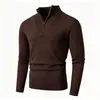 Nuevo suéter de otoño e invierno para hombre, de manga larga, casual, con media cremallera, cuello alto, ajuste slim, tejido de punto, chaqueta elegante y estilizada