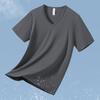 Playera Modal de Manga Corta para Hombre de Secado Rápido, Seda de Hielo Fresca, Top de Cuello en V Fresco, Antibacterial, Antiácaros, Camiseta Básica de Verano de Media Manga