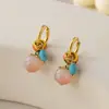 Novos Novos Brincos Estilo Chinês Brinco de Cristal Rosa Pêssego Turquesa Retrô Brincos de Esmalte de Alta Qualidade Exquisitos para Mulheres Atacado
