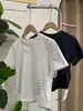 Estilo Nuevo de Verano Retro Americano Estampado de Letras Desgastado Camiseta de Manga Corta para Mujer Top Corto Casual de Manga Corta