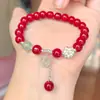 Nuevo Pulsera Roja Imitación Cinabrio con la Palabra "Fu" y Estilo Antiguo Nuevo Estilo Chino Pulsera de Mariposa Imitación Plata para el Año de Nacimiento y Joyería de Año Nuevo